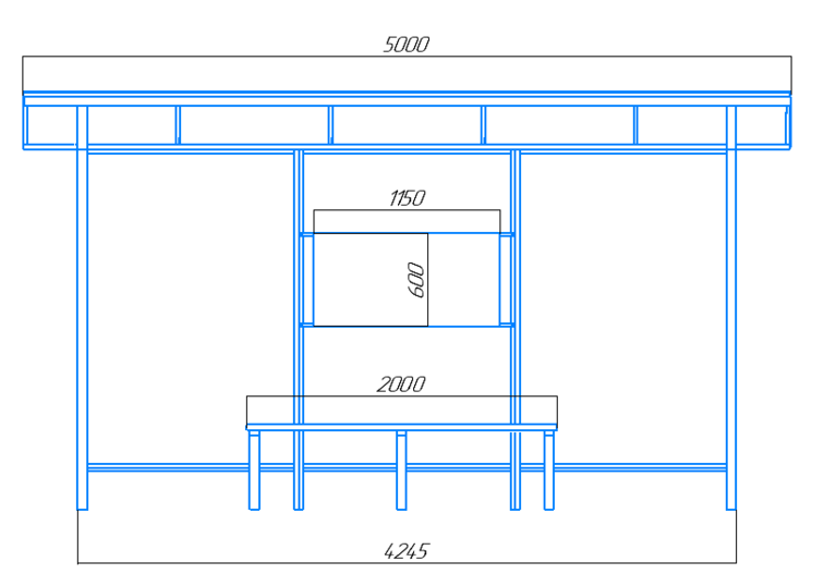 Чертёж остановочного павильона "Стандарт-1" Чертёж остановочного павильона "Стандарт-1"