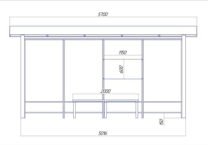 Чертёж остановочного павильона "Мега-2" Чертёж остановочного павильона "Мега-2"