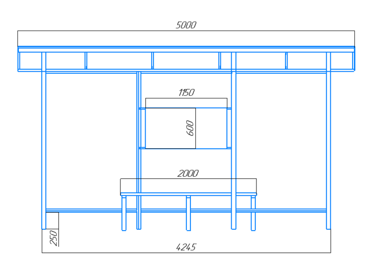 Чертёж остановочного павильона "Стандарт-4"