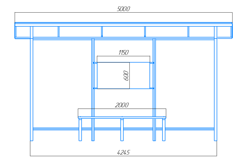 Чертёж остановочного павильона "Стандарт-2"