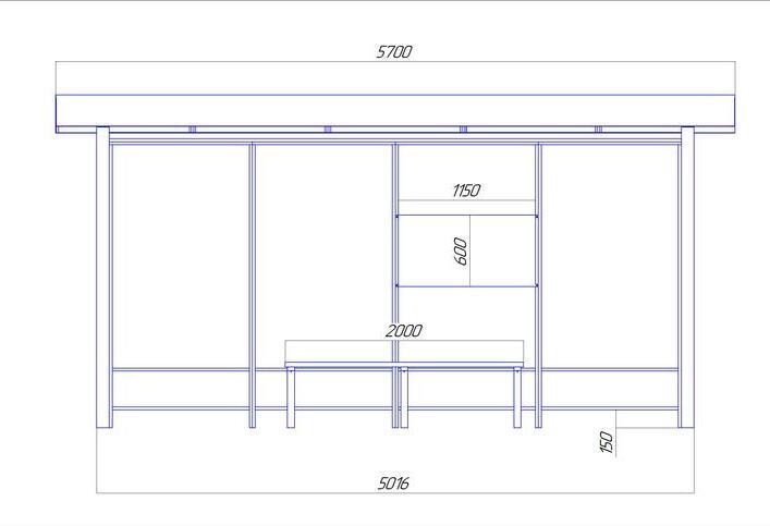 Чертёж остановочного павильона "Мега-1"