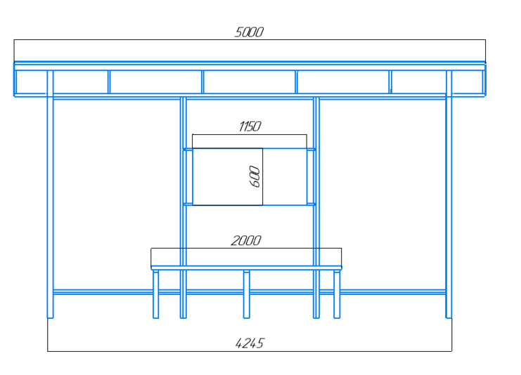 Чертёж остановочного павильона "Стандарт-3"