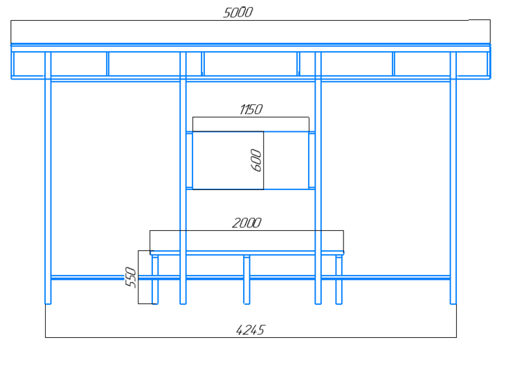 Чертёж остановочного павильона "Стандарт-5"