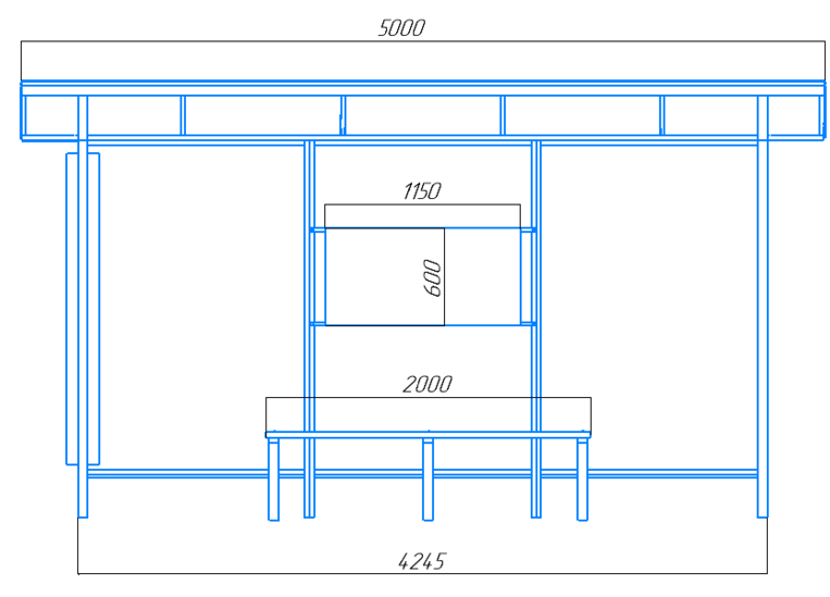 Чертёж остановочного павильона "Стандарт-Л2"