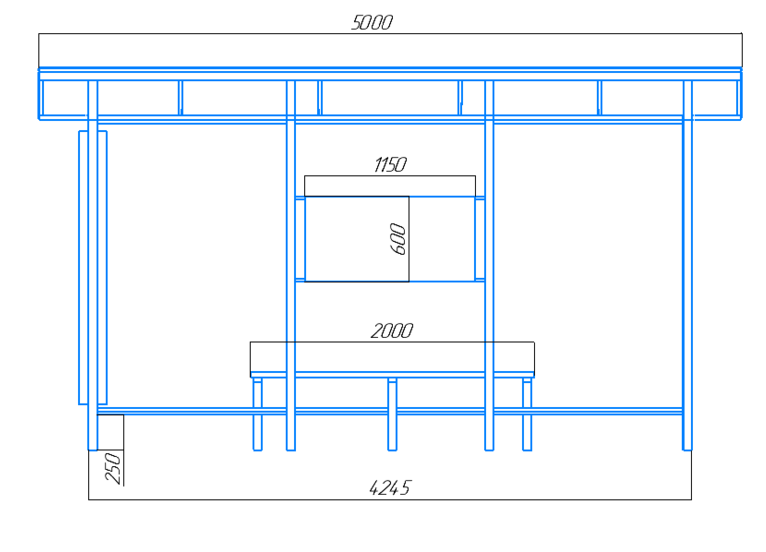 Чертёж остановочного павильона "Стандарт-Л5"