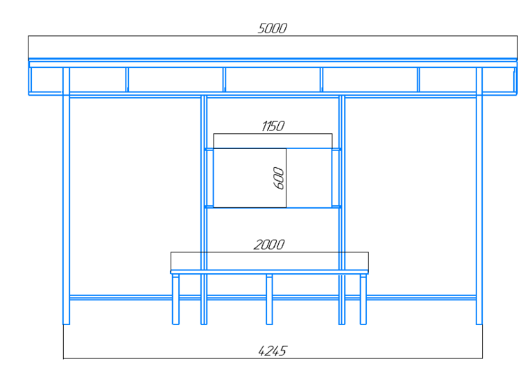 Чертёж остановочного павильона "Стандарт-1" Чертёж остановочного павильона "Стандарт-1"