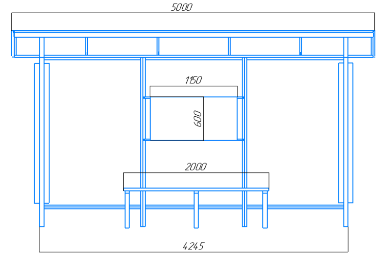 Чертёж остановочного павильона "Стандарт-Л4" Чертёж остановочного павильона "Стандарт-Л4"