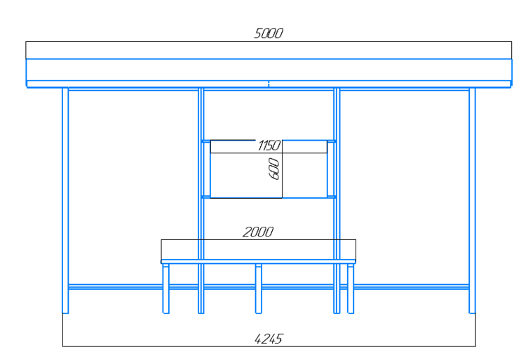 Чертёж остановочного павильона "Стандарт-2"