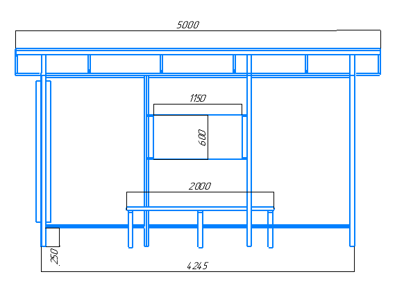 Чертёж остановочного павильона "Стандарт-Л3" Чертёж остановочного павильона "Стандарт-Л3"